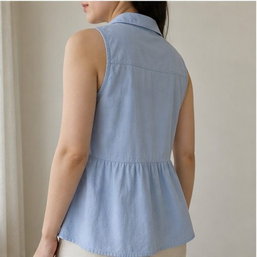 Blue Button Blouse - Picture 3 of 6